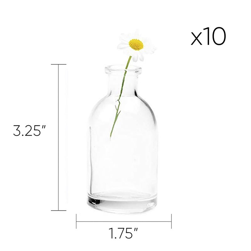 CHIVE â€˜Loftâ€™ Small Mini Flower Vases - Clear Glass Bud Vases, Set of 10 - Cute Vintage Rustic Centerpieces for Wedding, Events & Home - Premium Quality, Designed to Last - Image 2